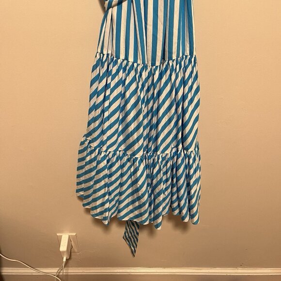Trina Turk NWT‎ Salima 2 Midi Off-The-Shoulder Dress in Blue Stripe Size Large - Picture 9 of 12